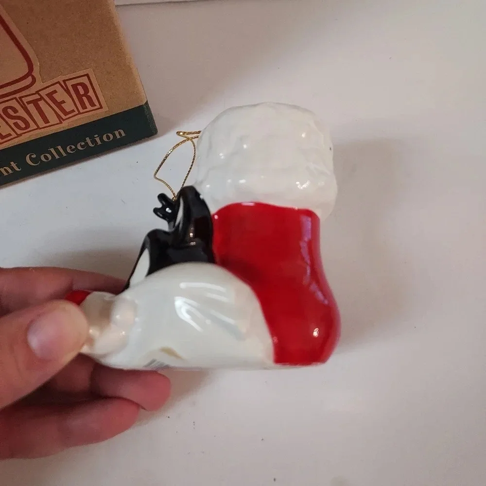 Vintage 1994 Ceramic Looney Tunes Sylvester Christmas Ornament Warner Bros